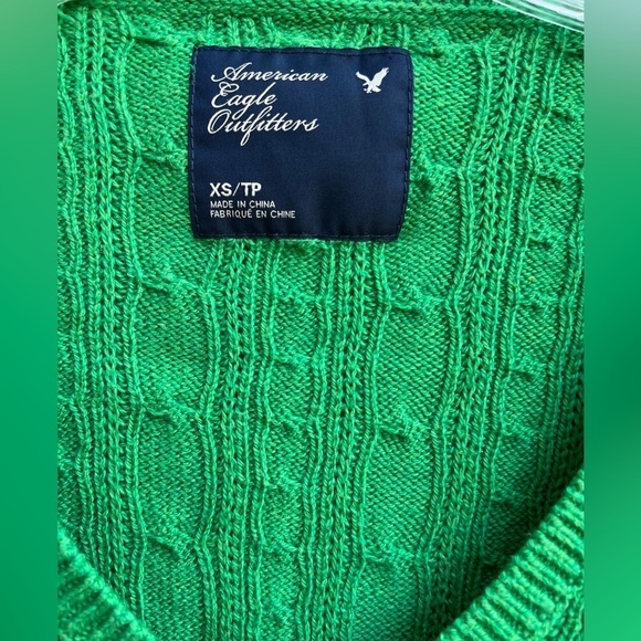 American Eagle Pine Green V Neck Long Sleeve Sweater XS - Picture 4 of 4